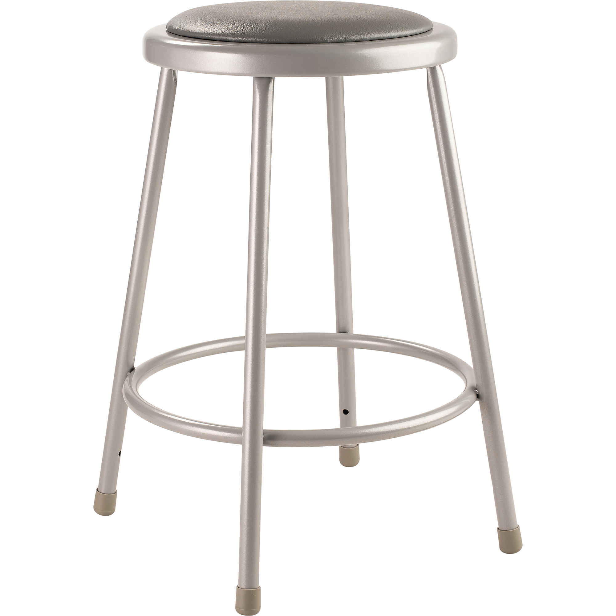 National Public Seating, 24in.Heavy Duty Vinyl Padded Steel Stool, Grey, Primary Color Gray, Included (qty.) 1, Seating Type Office Stool, Model# 6424